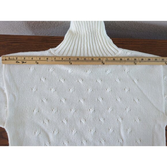 Vintage JOLIE‎ Nordic Sweater With Turtleneck & Black Geometric Pattern sz M / L - Picture 12 of 16